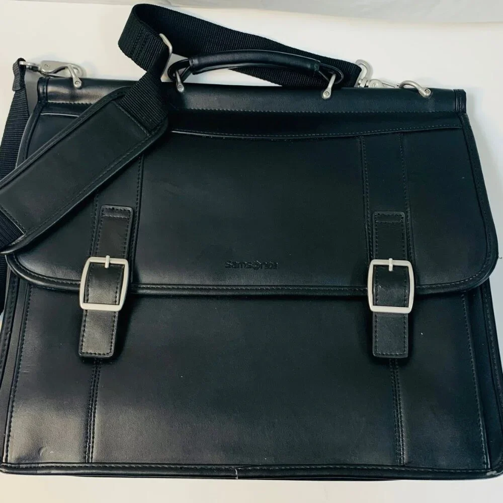 Samsonite Black Leather Portfolio Briefcase